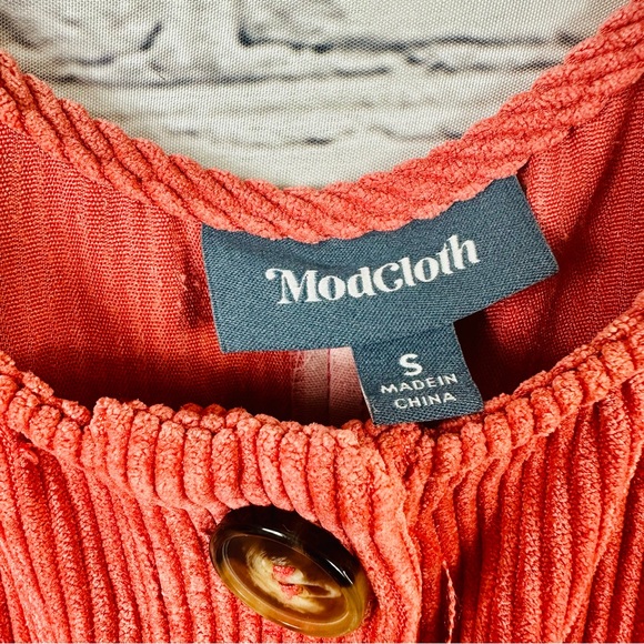 MODCLOTH AS YOU WISH WIDE LEG ORANGE SLEEVELESS CORDUROY JUMPSUIT SIZE (S) - Picture 10 of 11